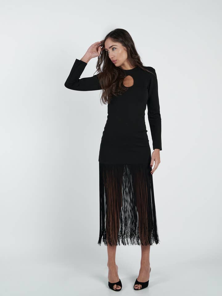 VISS Madrid - Vendita all'ingrosso Vestito - Donna - Abito lungo con frange1