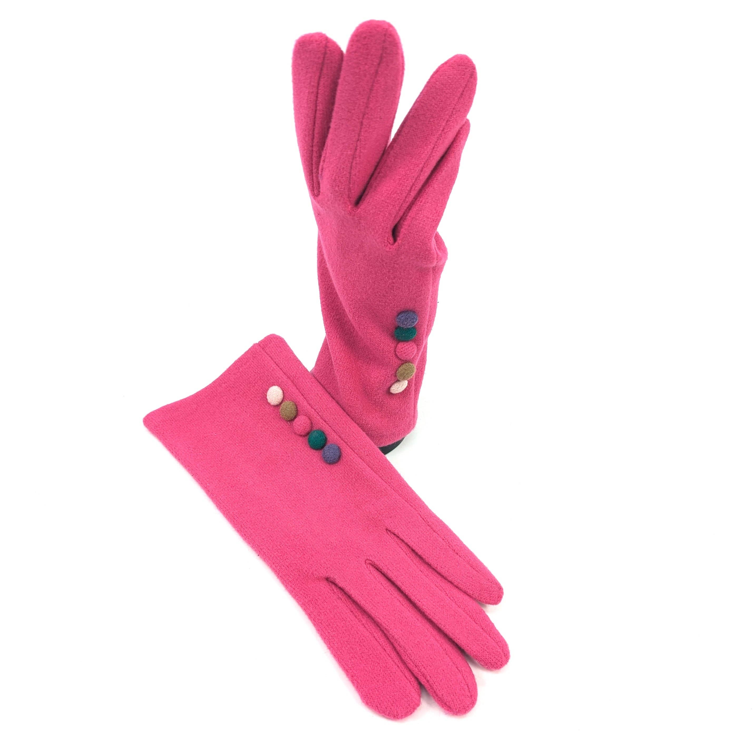Black Ginger – wholesale Gloves – Women's – Buttoned Gloves - Pink7