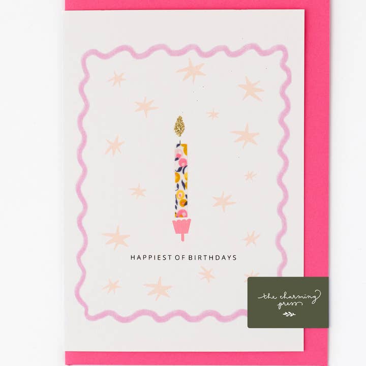 The Charming Press - Vendita all'ingrosso Biglietti di auguri - Candela di compleanno in tessuto Liberty Wiltshire Bud