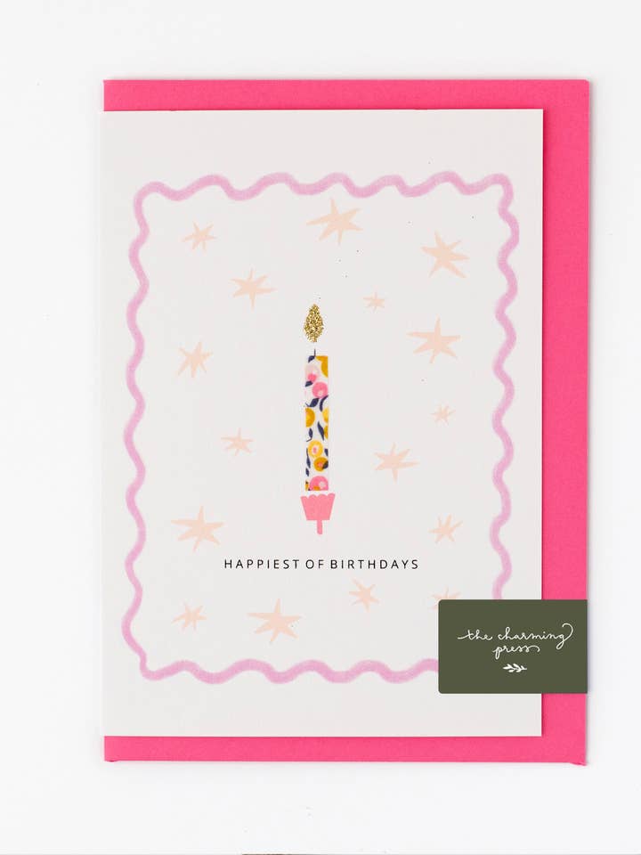 Cartão de vela de aniversário - tecido Liberty Wiltshire Bud por atacado de The Charming Press