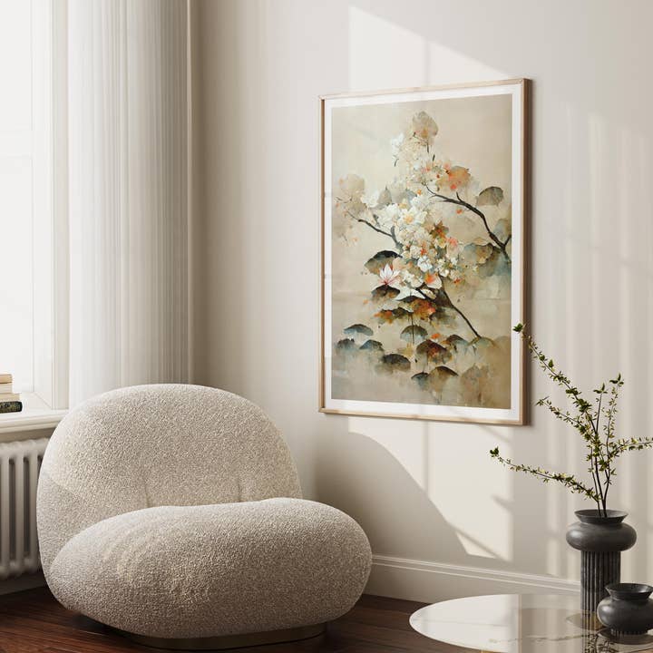 Eclectic Dreams Studio - Wholesale Art Print - Sakura Bloom Wall Art – Japandi Botanical Print – Wabi Sabi 4