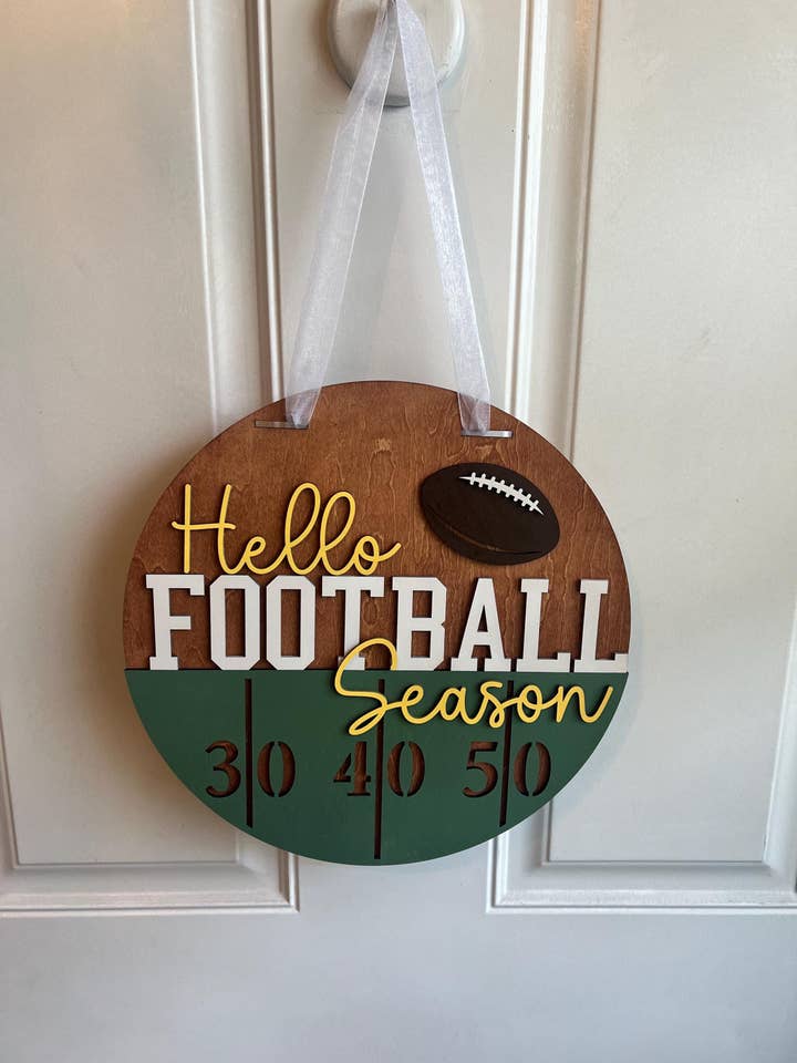 Football Themed Door Hanger & Game Day Party Supplies for wholesale by 347 Laser Customs