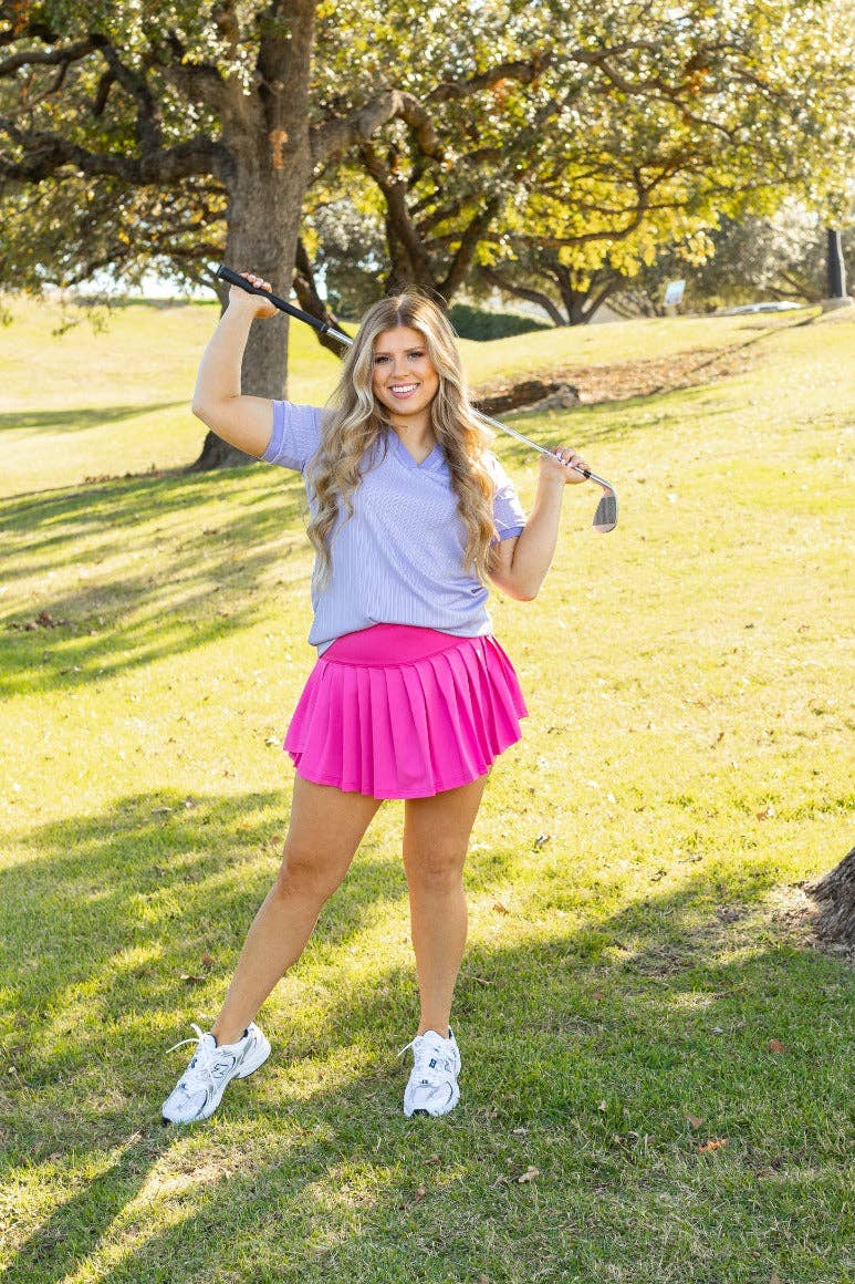 Rib Knit Polo Top, Lavender Purple for wholesale on Faire1