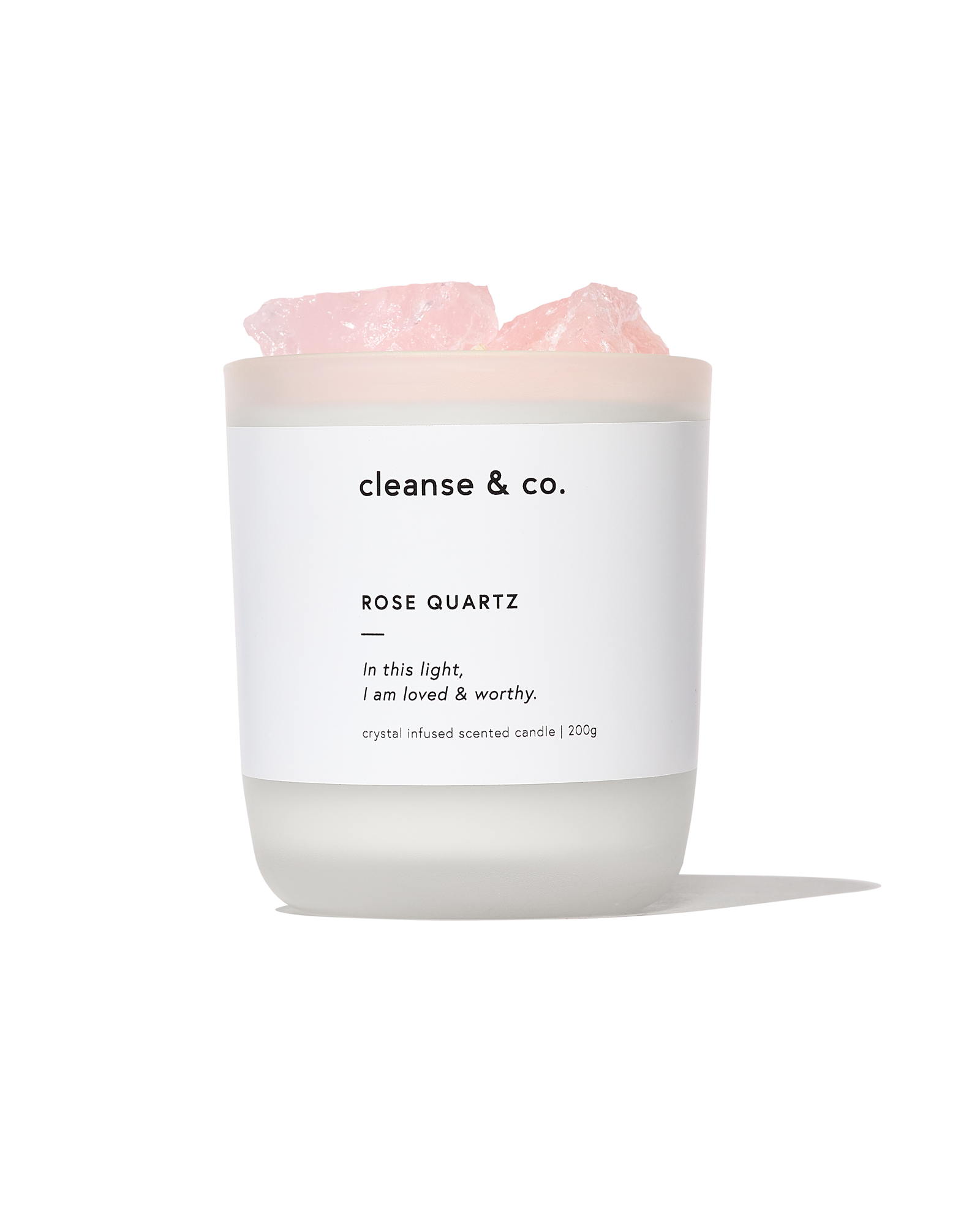 Cleanse & Co. - Wholesale Jar/Filled Candle - Rose Quartz Intention Crystal Candle - loved & worthy3