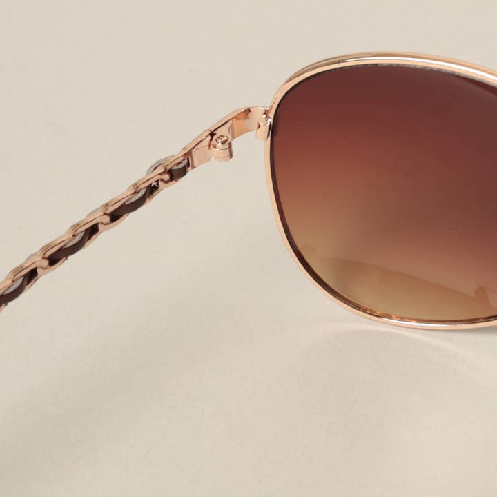ASSORTED COLOR Women's Chain Detail Aviator Sunglasses for wholesale on Faire14