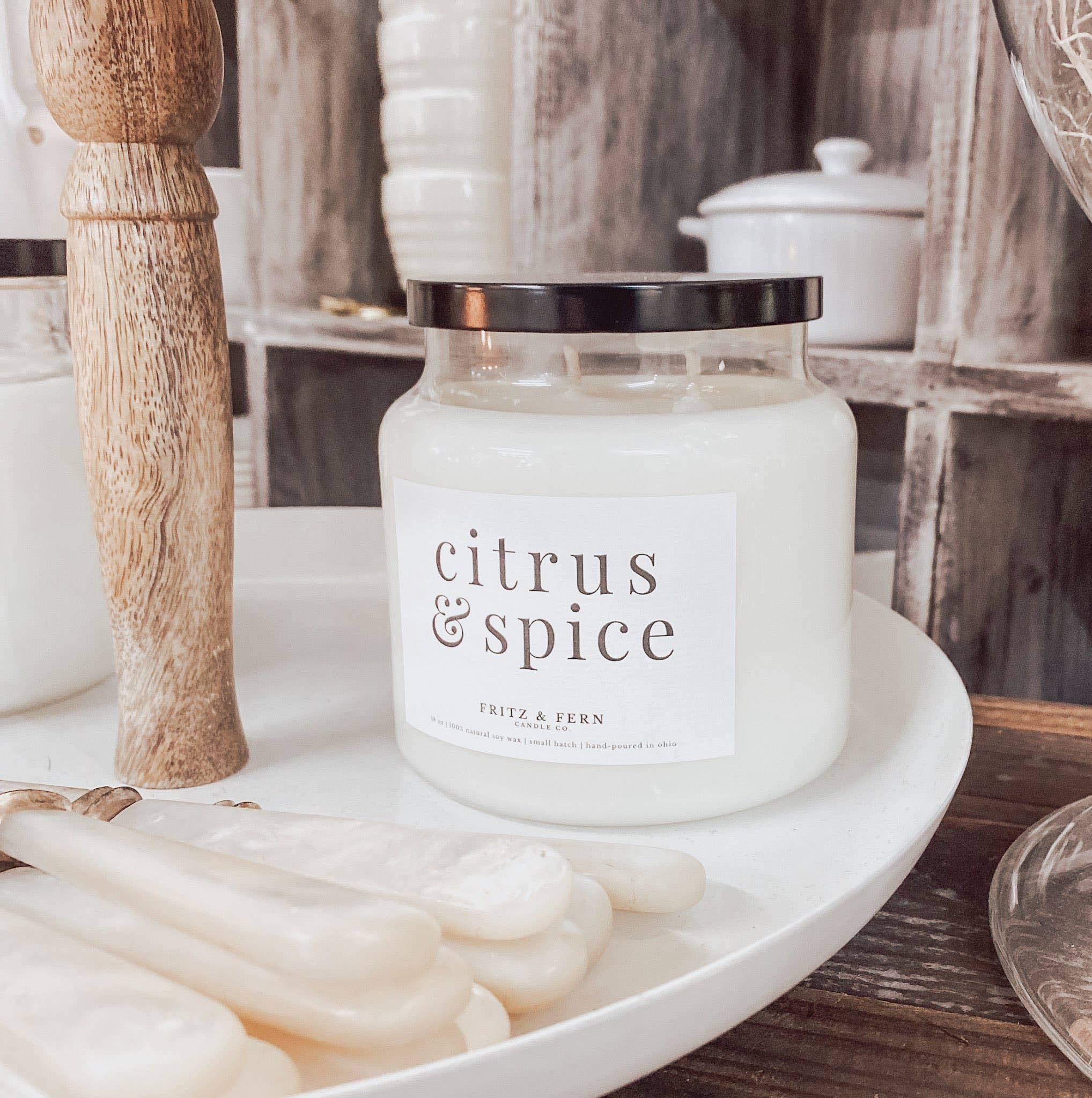 Fritz & Fern Candle Co. - Wholesale Jar/Filled Candle - 18 oz. Citrus & Spice Soy Candle