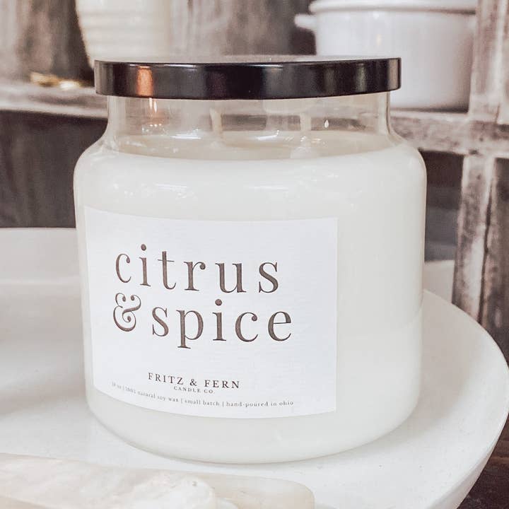 Fritz & Fern Candle Co. - Wholesale Jar/Filled Candle - 18 oz. Citrus & Spice Soy Candle0