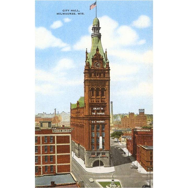 Magnet WI-91 Hôtel de Ville, Milwaukee, Wisconsin pour la vente par Found Image Press