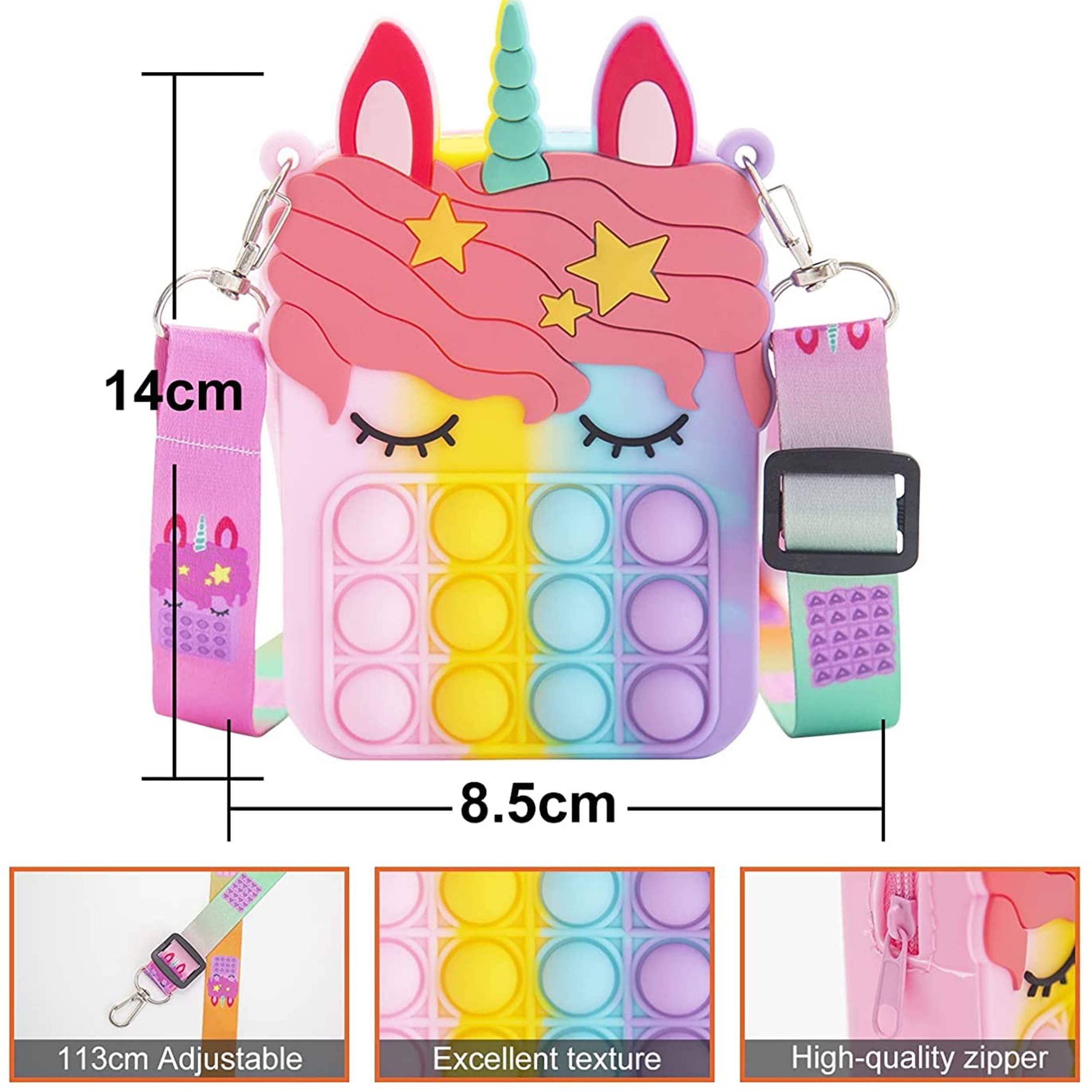 JSBlueRidge Toys – Großhandel Umhängetasche – Kinder – Einhorn Pop it Fidget Stuffer Valentinstag Mädchen Geldbörse11