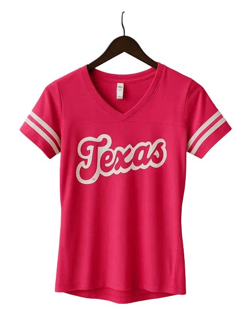 Texas Script Women's V-Neck T-Shirt for wholesale by Texas Life Outfitters