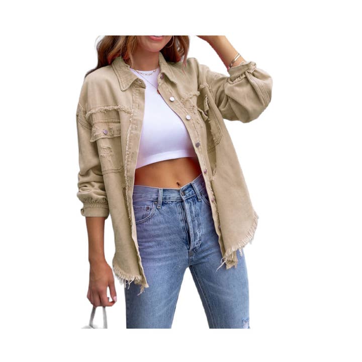 VESTE DÉLAVÉE EN TISSU VIEILLI pour la vente par Mapcie