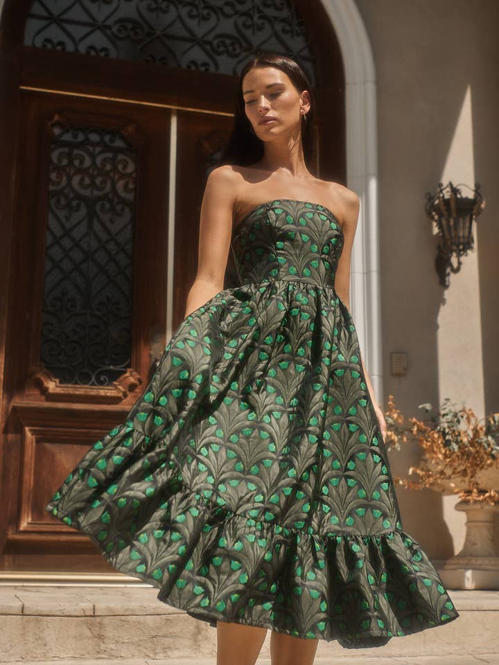 Aurra Jacquard Strapless Midi Dress and other Purchase Wholesale strapless. Free Returns & Net 60 Terms on Faire trending on Faire.