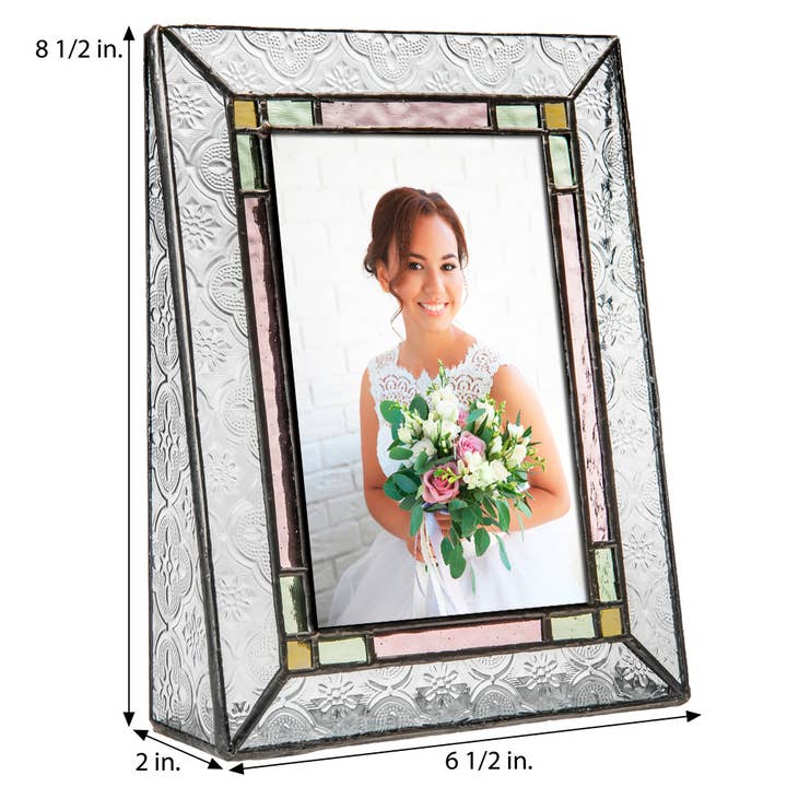J Devlin Glass Art & Bert Anderson Collection - Wholesale Picture Frame - Stained Glass Wedding Picture Frame 8x10 5x7 4x6 By J Devlin