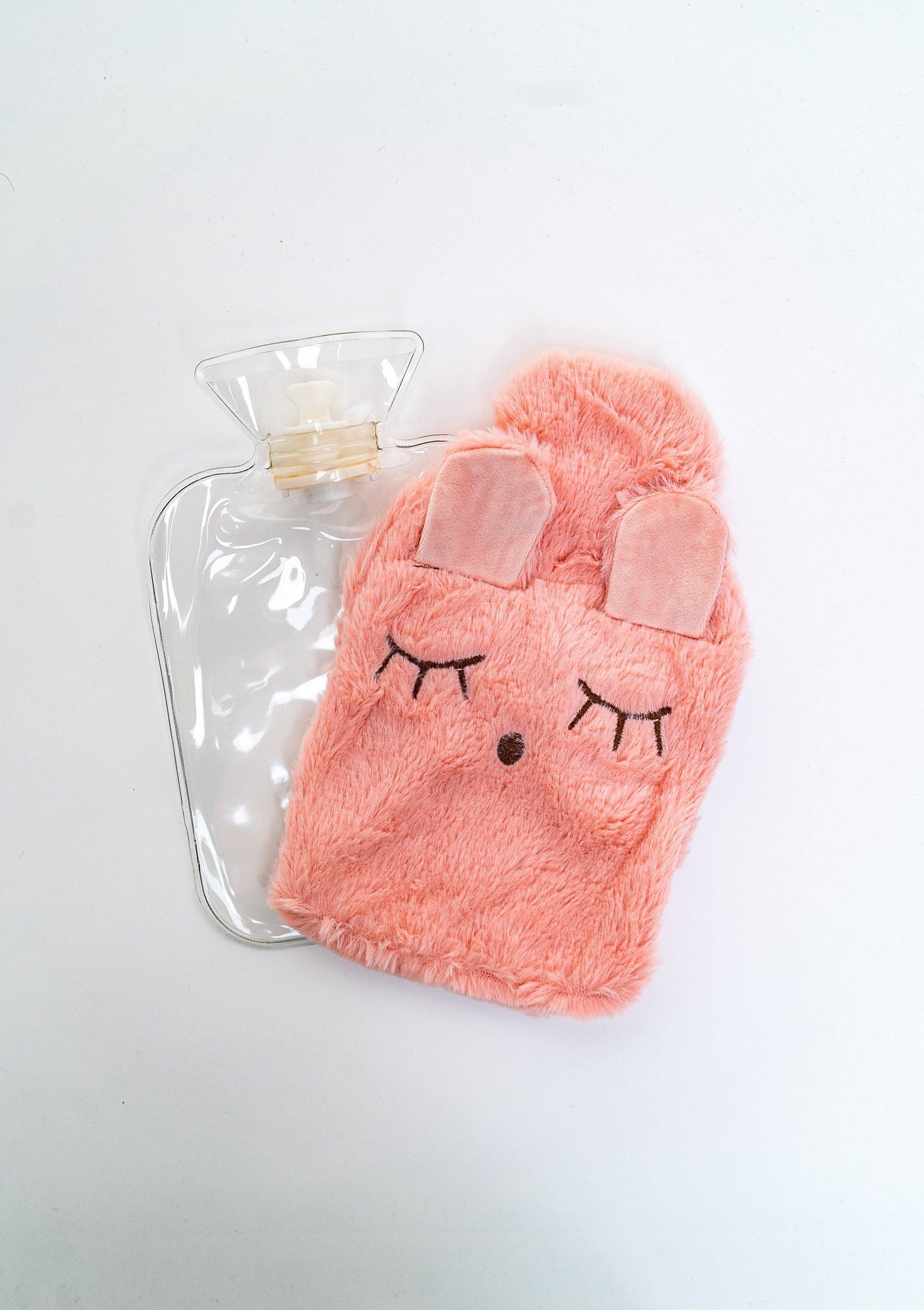 Rosa Wärmflasche und Plüschbezug mit Häschen für den Großhandel auf Faire