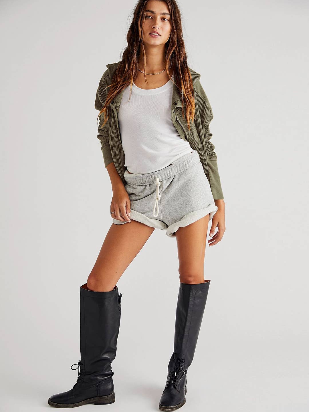 HIDDENBRAND - Wholesale Hoodie - Women's - Full zip waffle cropped hoodie in Brown31