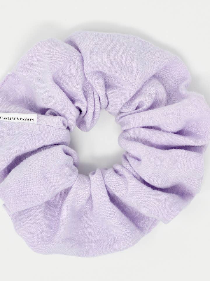 Lavender Washed Linen Scrunchie for wholesale by Charlie Paisley