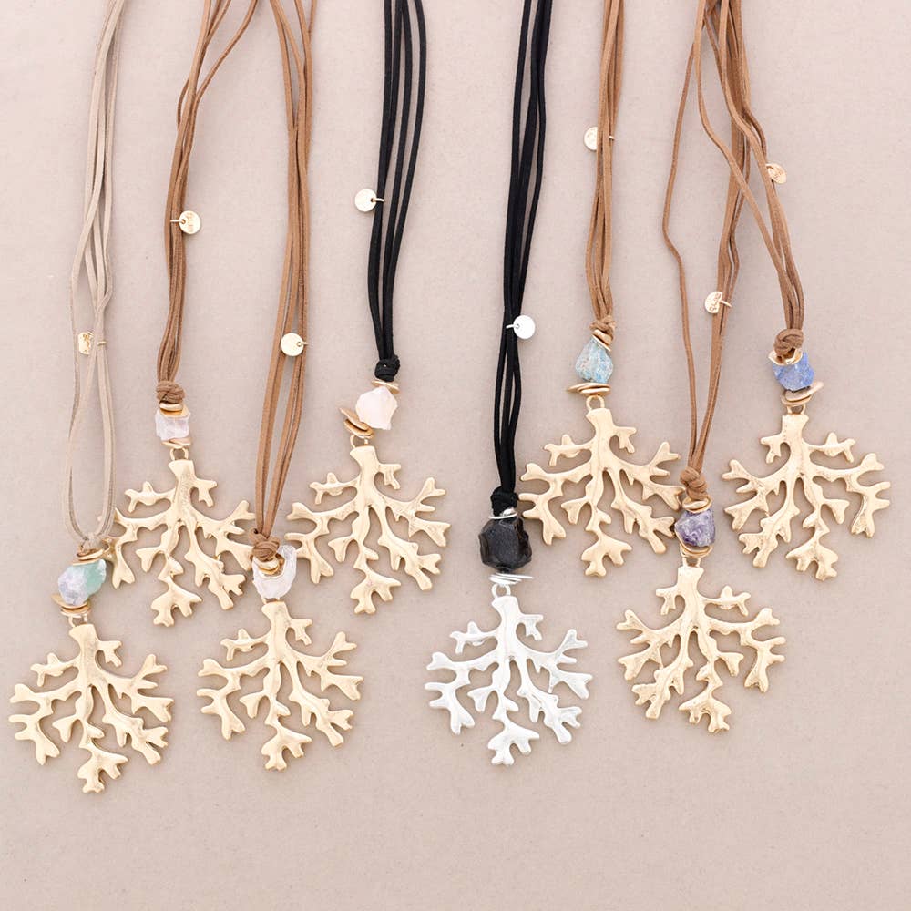 Sonata – Engroshandel Halskæde med vedhæng – Lang halskæde med koralvedhæng i metal4