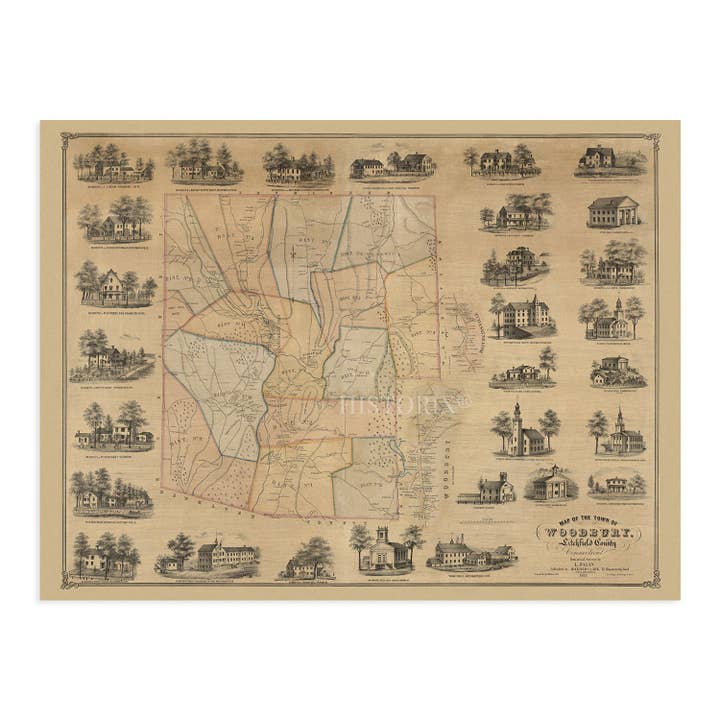 Historic Prints - Wholesale Poster - Vintage Litchfield County, CT State Map Wall Art Poster5