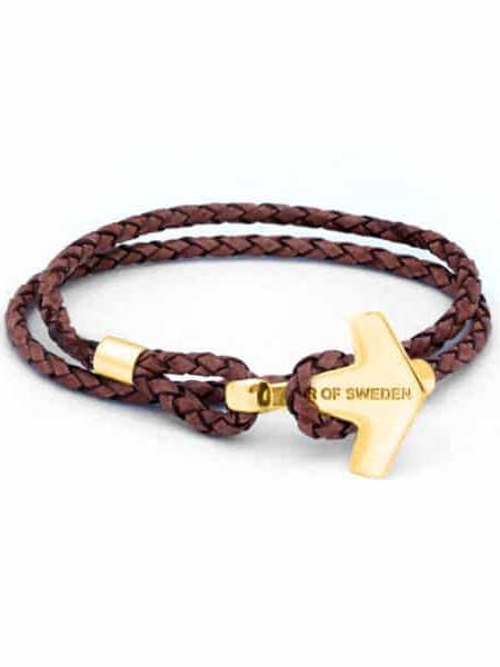 Thor – Double Brown Leather & Gold Vermeil for wholesale by Freya & Thor of Sweden