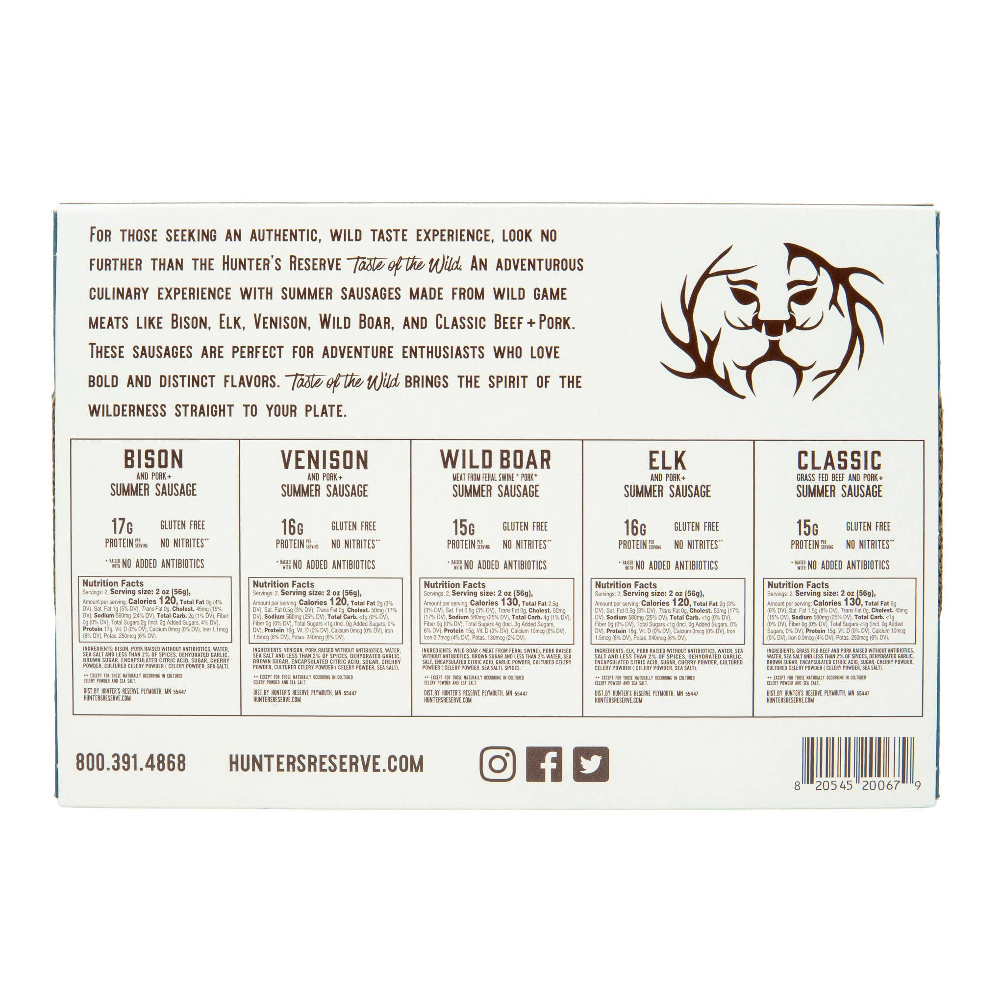 Hunter's Reserve - Wholesale Sausage - Taste of the Wild Holiday Gift Box- Five 4oz Summer Sausages4