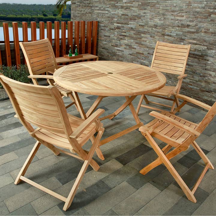 Nordic Teak - Venta al por mayor Sillas plegables - Silla plegable nórdica de teca natural para exteriores con reposabrazos5