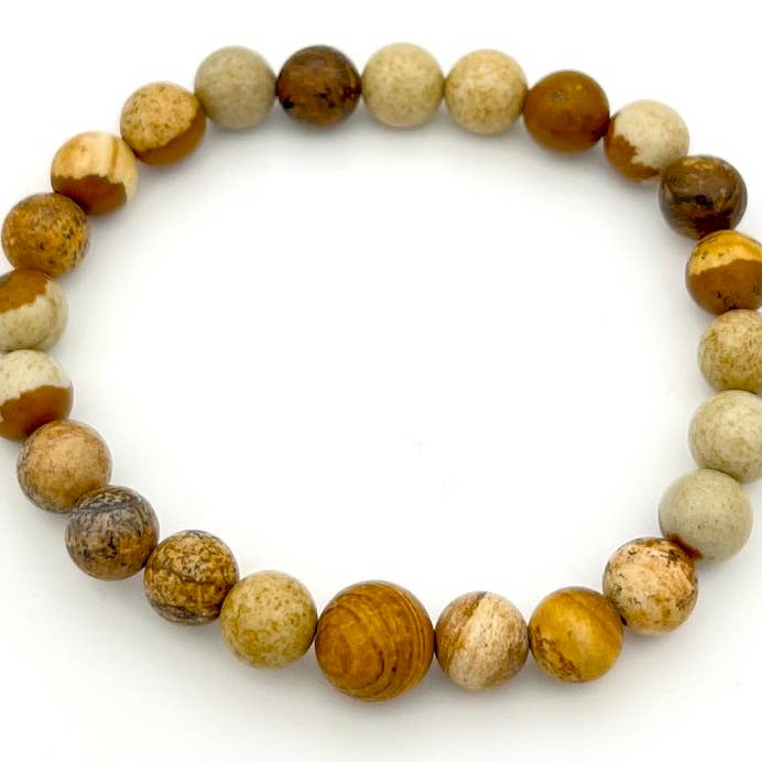 Picture Jasper Beaded Bracelet - Wrist Mala - 8mm for wholesale by Namu Baru Inc.