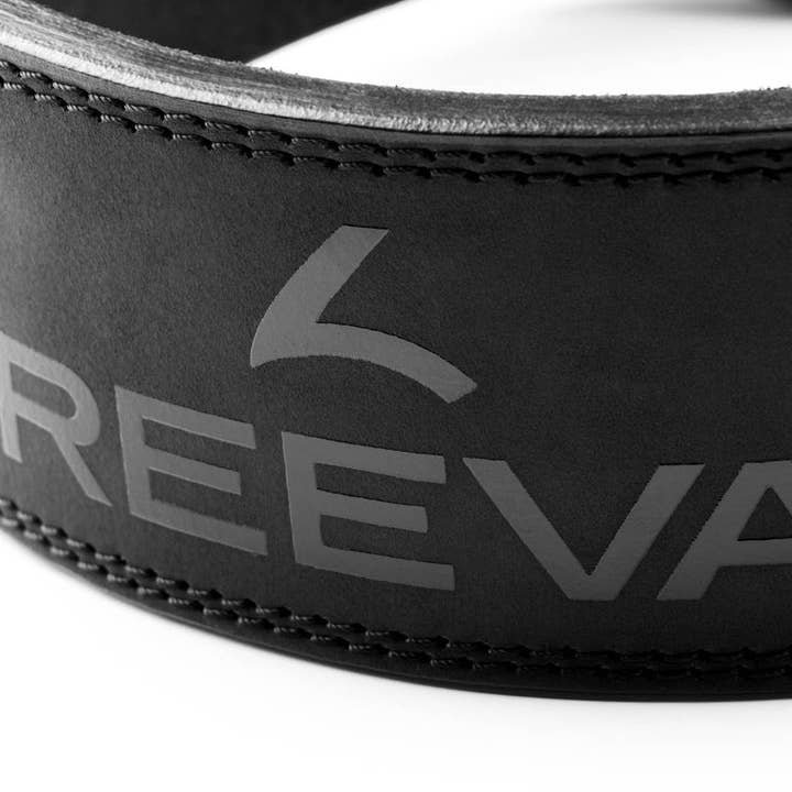 Reeva Europe – wholesale Träningsutrustning – Svart läder styrketräning bälte med rostfritt stål Buckl