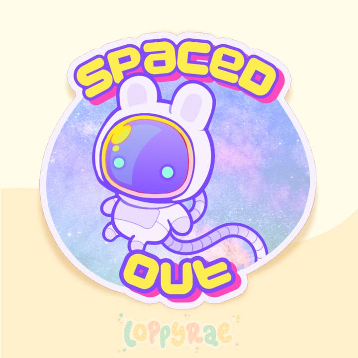 "Spaced Out" Vinyl Sticker for wholesale by Loppy Rae