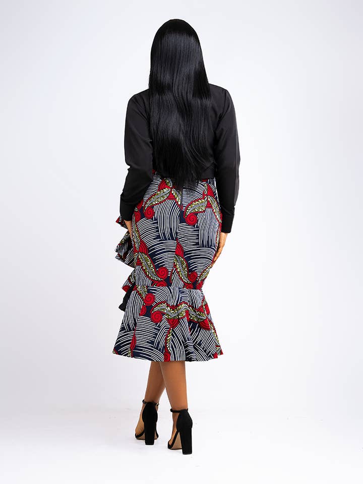 ETNICA - Wholesale Skirt - Women's - African Print Zanzibar side Ruffle Skirt2