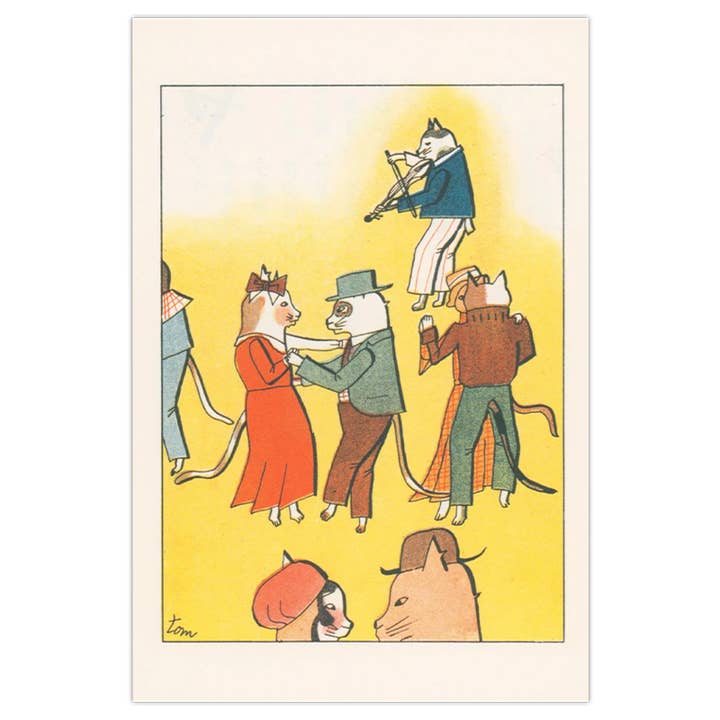 Postcard - dancing cats - vintage illustration for wholesale by 50 Watts