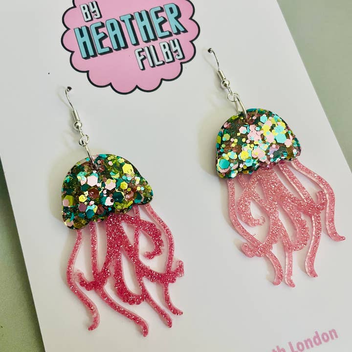 By Heather Filby – wholesale Dangle earrings – JellyFish Glitter Earrings (MORE COLOURS) - Best Seller20