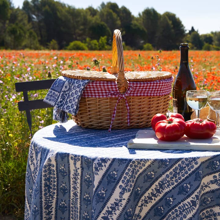 Couleur Nature - Wholesale Tablecloth - Provence Avignon Blue & Marine Tablecloth