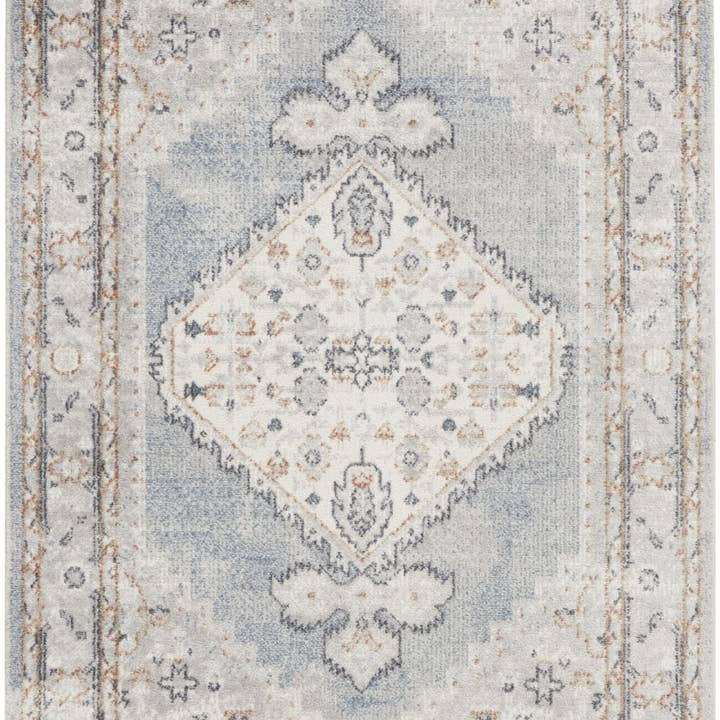HomeRoots - Wholesale Area Rug - 3' X 5' Light Blue Oriental Power Loom Distressed Area Rug