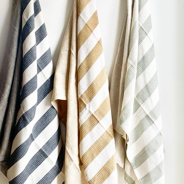 Raine & Humble - Wholesale Tea Towel - Striped Tea Towel set of 2 Sage Green