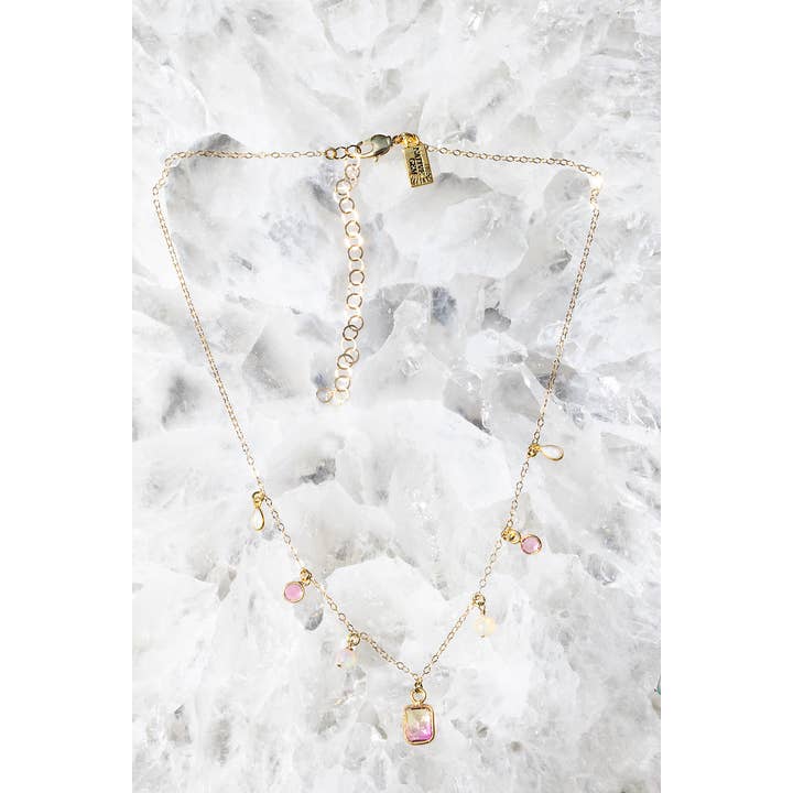 Native Gem - Vente Colliers à pendentif - COLLIER AURORA - OR FIN 14 CARATS + QUARTZ TOURMALINE BICOLORE