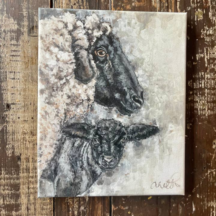 Impression sur toile d'agneau, art du mouton, décoration de maison de campagne, mur pour la vente par Rustic Nester