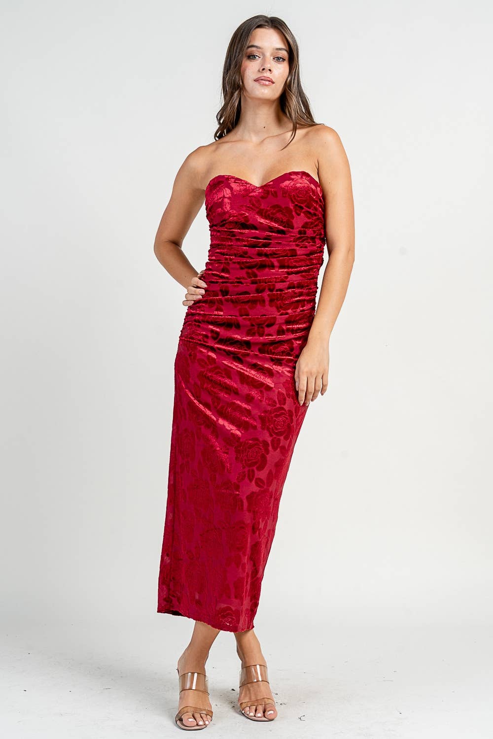 BEIVY & COLLABO - Wholesale Jurk - Dames - CD30627S / SWEETHEART MOUWLOZE MIDI-JURK8