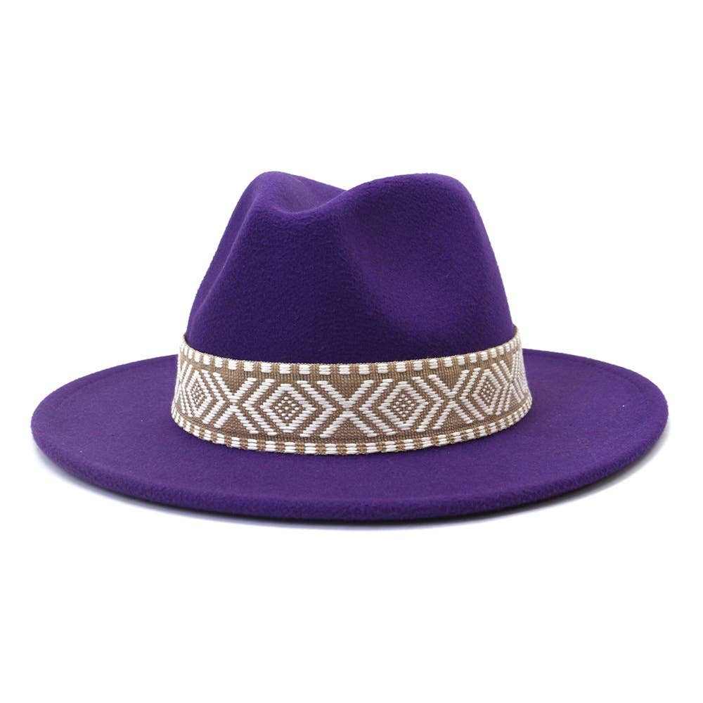 Suzie Q USA - Wholesale Fedora - Women's - Aztec Belt Retro Flat Fedora Hat9