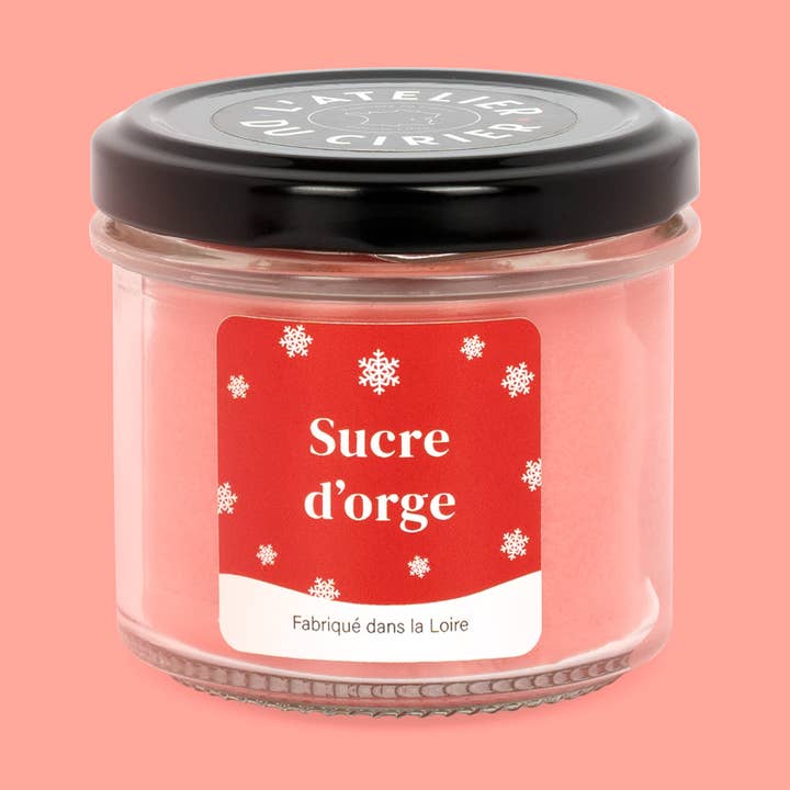 Bougie pot gourmandine sucre d'orge pour la vente par L'atelier du Cirier