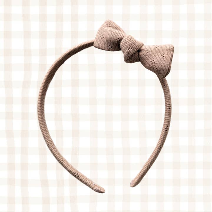 Stirnband in Milchschokolade mit abnehmbarem Schleifenakzent für den Großhandel von Tête de Lylotte