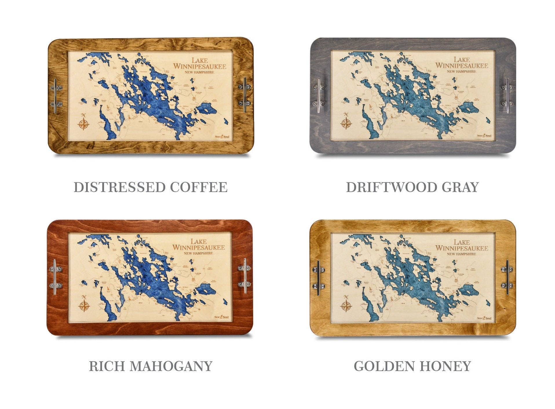 Sea & Soul Nautical Chart Art – Großhandel Serviertabletts – Lake Winnipesaukee New Hampshire Nautical Serviertablett7