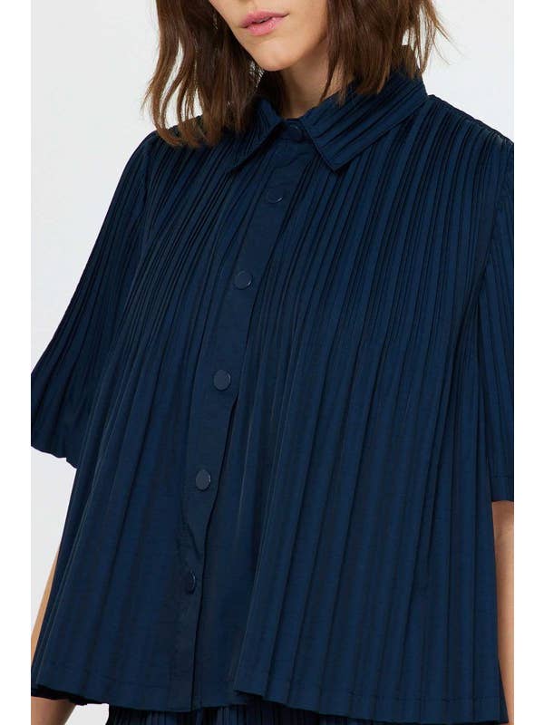 Current Air - Wholesale Button Down Shirt - Women's - Pleated Button Down Top