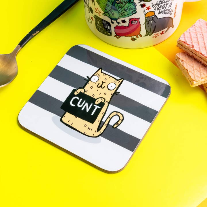 Katie Abey - Wholesale Coasters - Some Very Naughty Swearing Cat Coasters