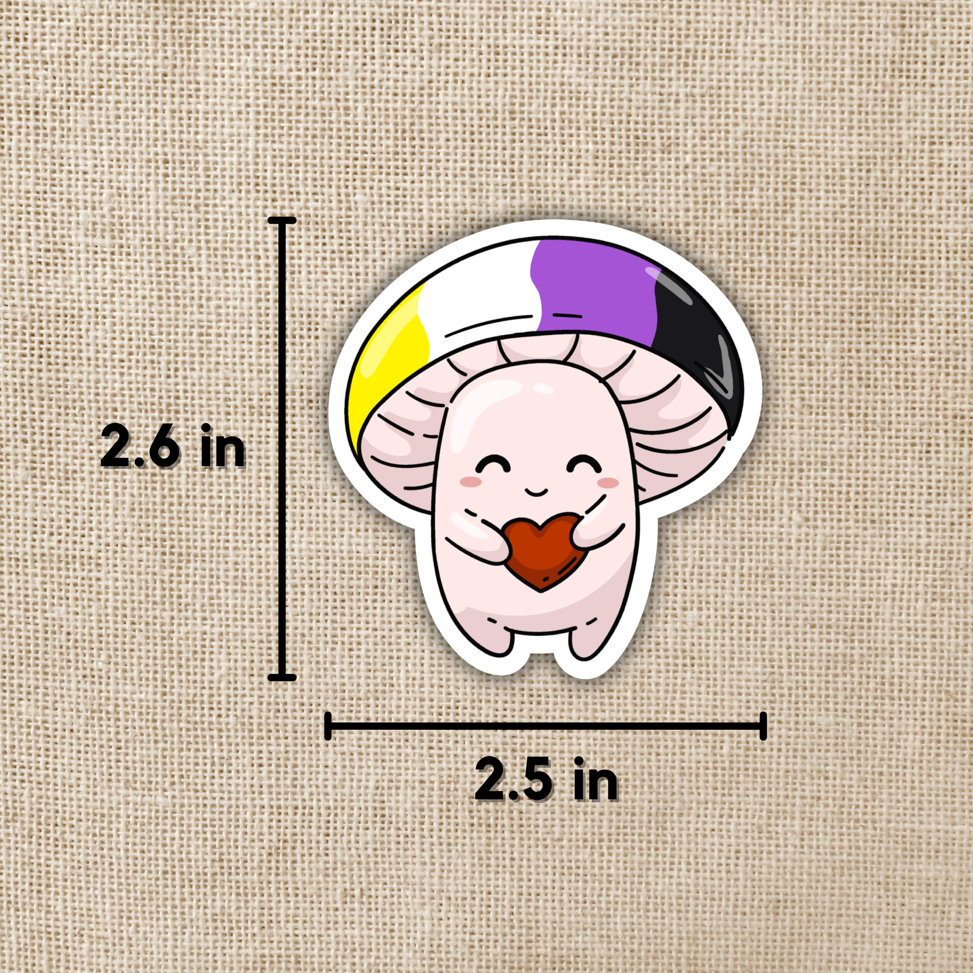 Kingdom of Threads - Wholesale Sticker - Nonbinary Pride Flag Mushroom Sticker1