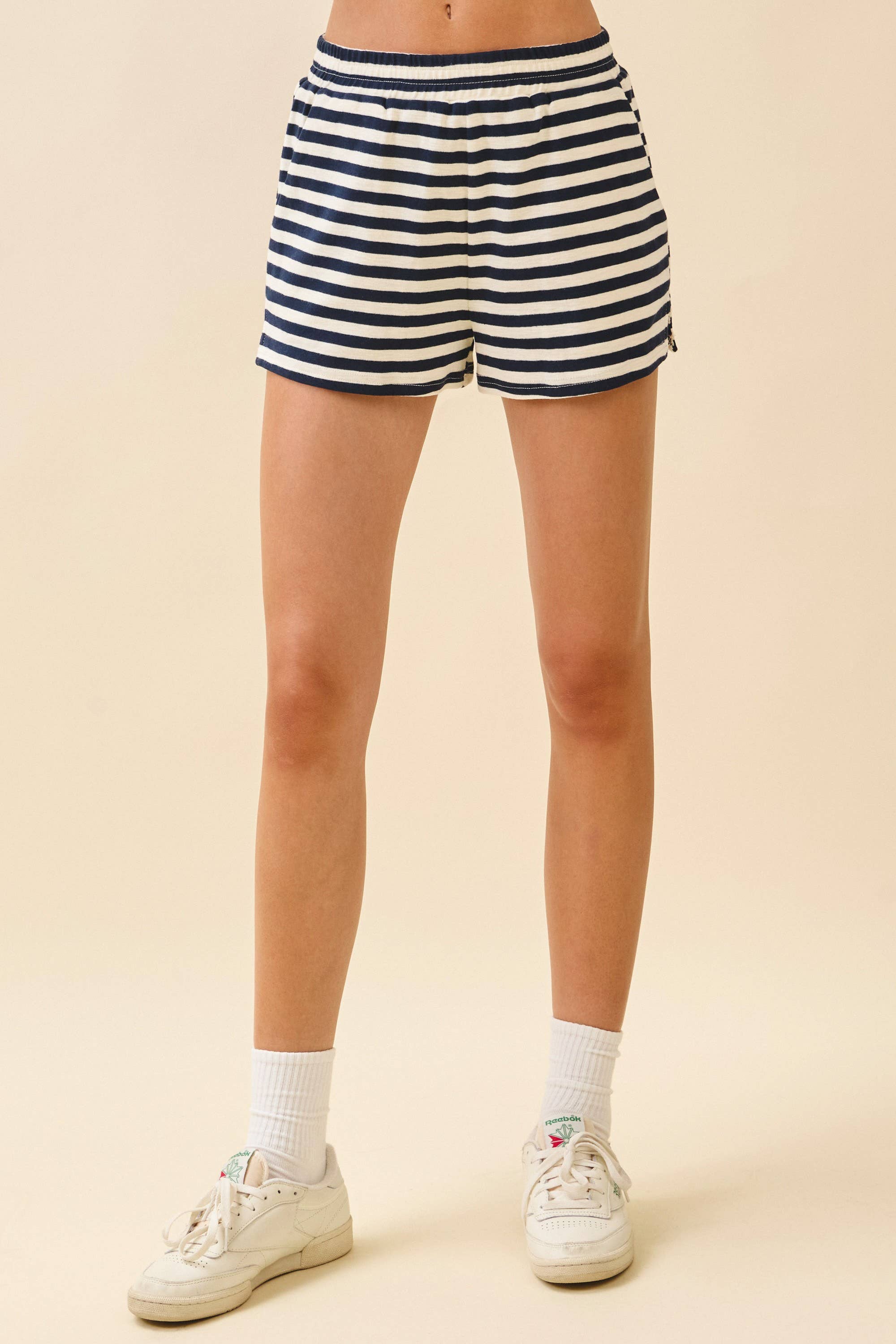 TCEC - Wholesale Shorts - Women's - CP10275-Striped Elasticized Waistband Relaxed Fit Shorts0