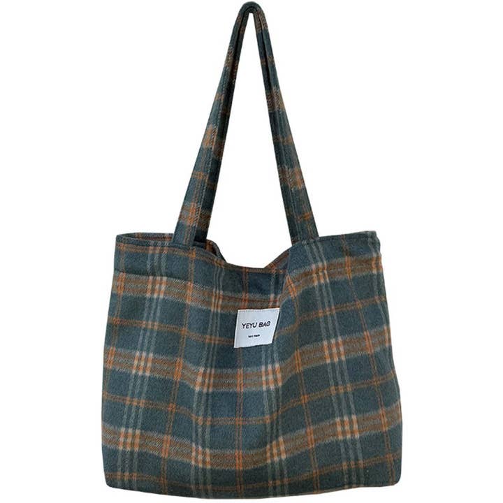 Sweetkama - Wholesale Tote bag – Women's - Ladies Vintage Plaid Shoulder Tote Bag2
