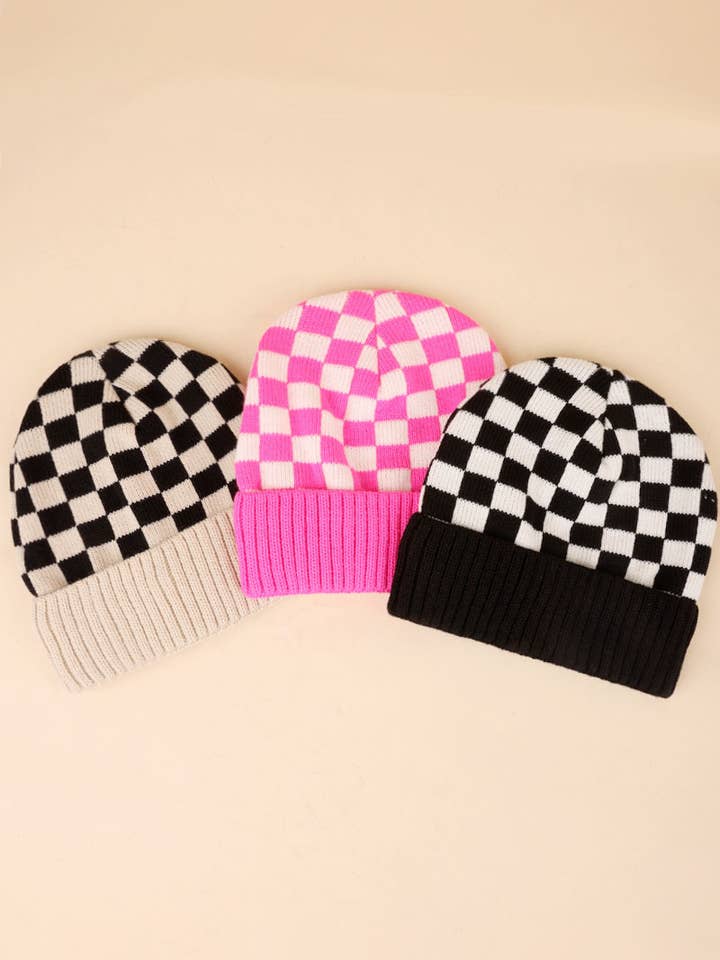 Beanie met geruit patroon voor wholesale door Vanilla Monkey