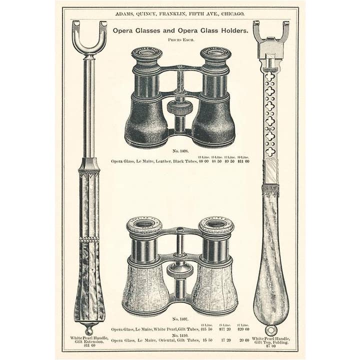 Postcard MS-127 Advertisement for Opera Glasses for wholesale by Found Image Press