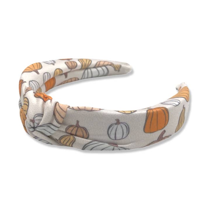 Serre-tête rigide Pumpkin Party (bleu & orange) pour la vente par The Happy Headband Co