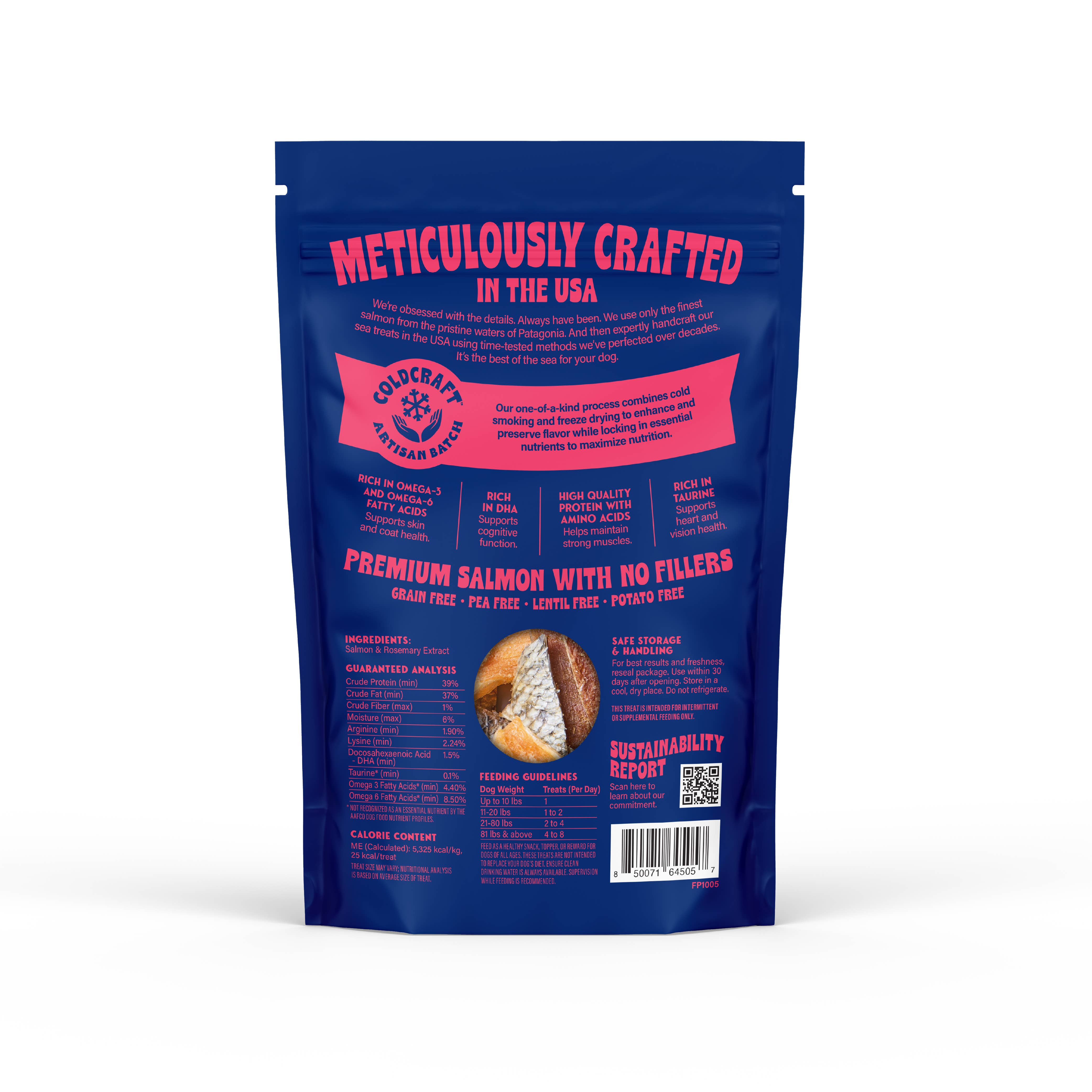 Finfare Pet Foods - Wholesale Pet Treats - Dog - Freeze-Dried Salmon Skin Strips for Dogs, 4oz1